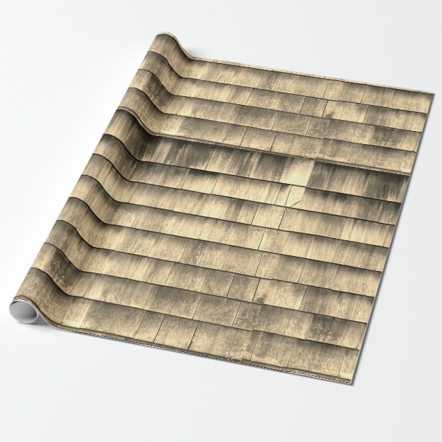 Rustikales, Vintages Sepia-Holzbrettmuster Geschenkpapier (Ungerollt)
