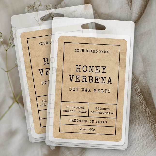 Rustikales Vintages Wachs Schmelzen Wasserfeste Pr Lebensmitteletikett (Rustic kraft paper effect rectangle product labels with vintage style fonts + apothecary layout)
