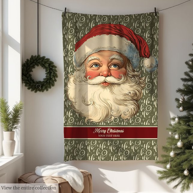 Rustikales Vintages Weihnachtscreme-Geschenk Fleecedecke (Rustic Vintage Santa Christmas Throw Blanket Gift)