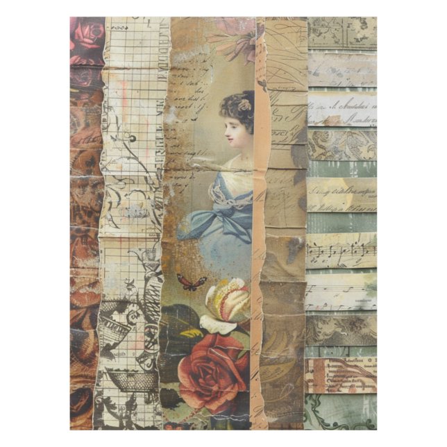 Rustikales Vintages Zeitungs-Patchwork-Collage (10 Tischdecke (Vorderseite)