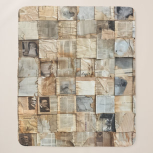 Rustikales Vintages Zeitungs-Patchwork-Collage (12 Sherpadecke