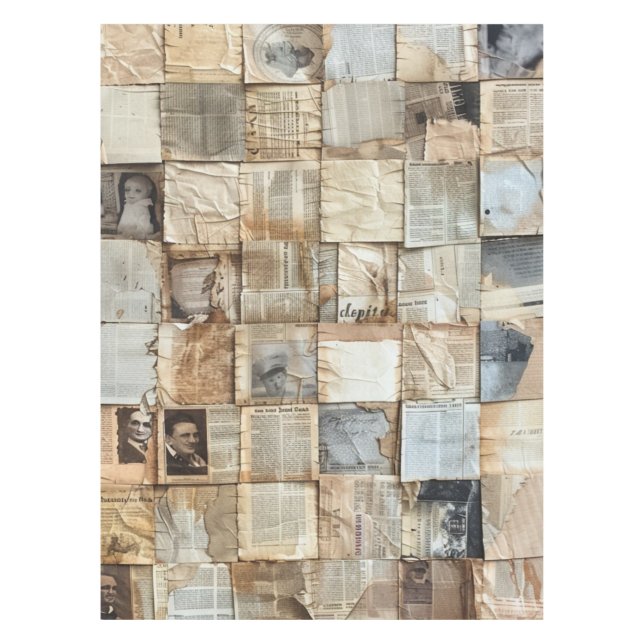 Rustikales Vintages Zeitungs-Patchwork-Collage (12 Tischdecke (Vorderseite)