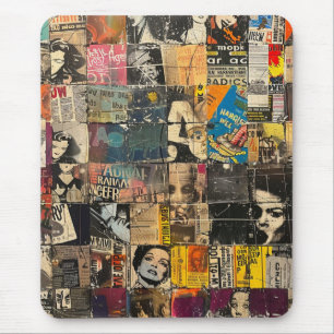 Rustikales Vintages Zeitungs-Patchwork-Collage (7) Mousepad