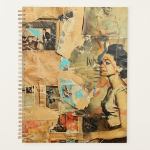 Rustikales Vintages Zeitungs-Patchwork-Collage (8) Planer