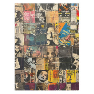 Rustikales Vintages Zeitungs-Patchwork-Collage (8) Tischdecke