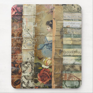 Rustikales Vintages Zeitungs-Patchwork-Collage (9) Mousepad