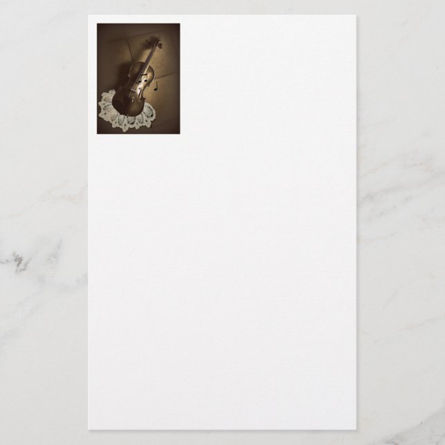Rustikales Violinen-Briefpapier Briefpapier (Vorderseite)