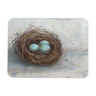 Rustikales Vogel-Nest - Blau Magnet