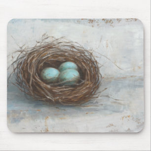 Rustikales Vogel-Nest - Blau Mousepad