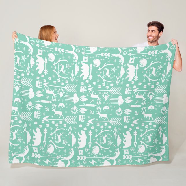 Rustikales Vogelbärenmuster Fleecedecke (Beispiel)