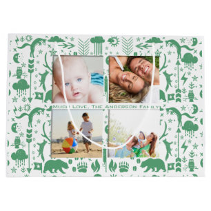 Rustikales Vogelbärenmuster Große Geschenktüte