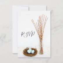 Rustikales Vogelnest, Eier, Pussy Willow Wedding R