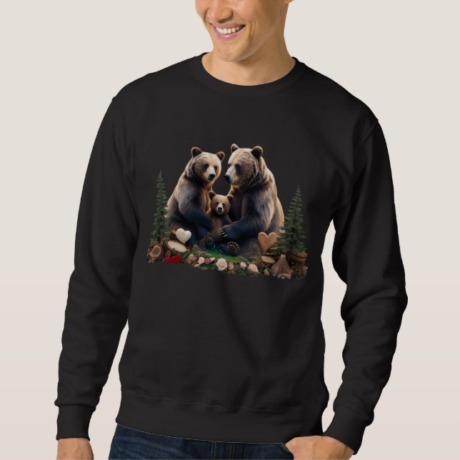 Rustikales Wald-Bärenfamilien-Cozy-Basic-Sweatshir Sweatshirt (Vorderseite)