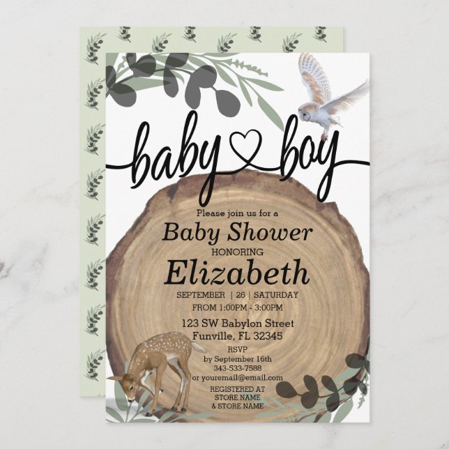 Rustikales Wald Einladung (Vorne/Hinten)