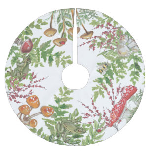 Rustikales Wald Foliage Frosch Bee Ladybug Pilz Polyester Weihnachtsbaumdecke