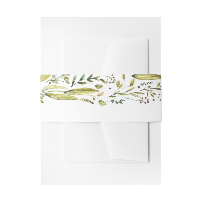 Rustikales Wald | Gartenkranz Wasserfarbenhochzeit Einladungsbanderole (Vorderseite Beispiel)