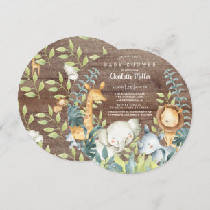 Rustikales Wald Jungle Animals Kinderdusche Einladung