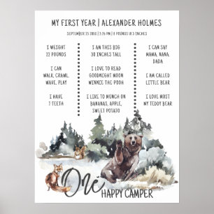 Rustikales Wald One Happy Camper Milestone Board Poster