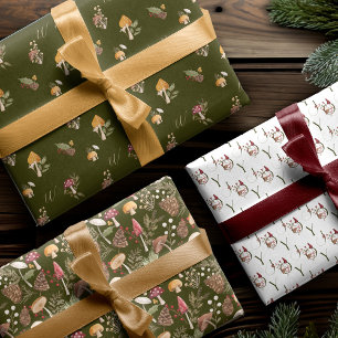 Rustikales Wald Wasserfarbenwald Mushroom Forest Geschenkpapier Set