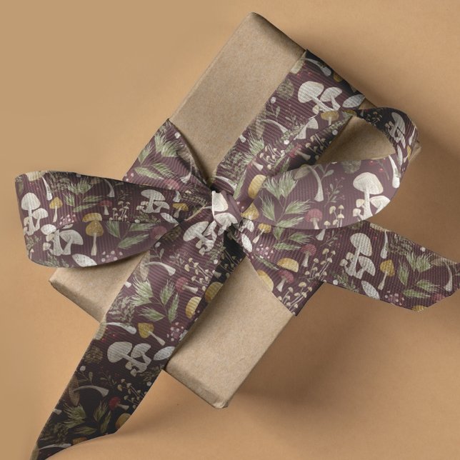 Rustikales Wald Wasserfarbenwald Mushroom Forest Ripsband (Rustic Woodland Watercolor Woodsy Mushroom Forest Grosgrain Ribbon)