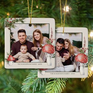 Rustikales Wald Weihnachten Pilze 2 Foto Keramikornament