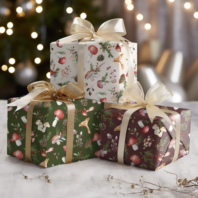 Rustikales Wald Weihnachten Winter Pilze. Geschenkpapier Set (Von Creator hochgeladen)