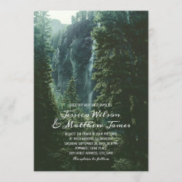 Rustikales Waldgebiet Wasserfall Hochzeit Einladung