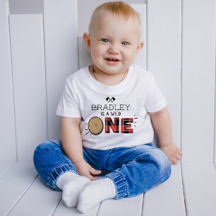 Rustikales Waldkaromuster Holzfäller Jungen 1. Geb Baby T-shirt