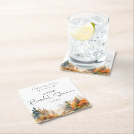 Rustikales Waldland Herbstwald Brautparty Rechteckiger Pappuntersetzer