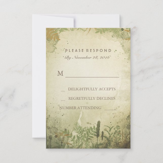 Rustikales Waldland Hochzeit RSVP-Karte RSVP Karte (Vorderseite)