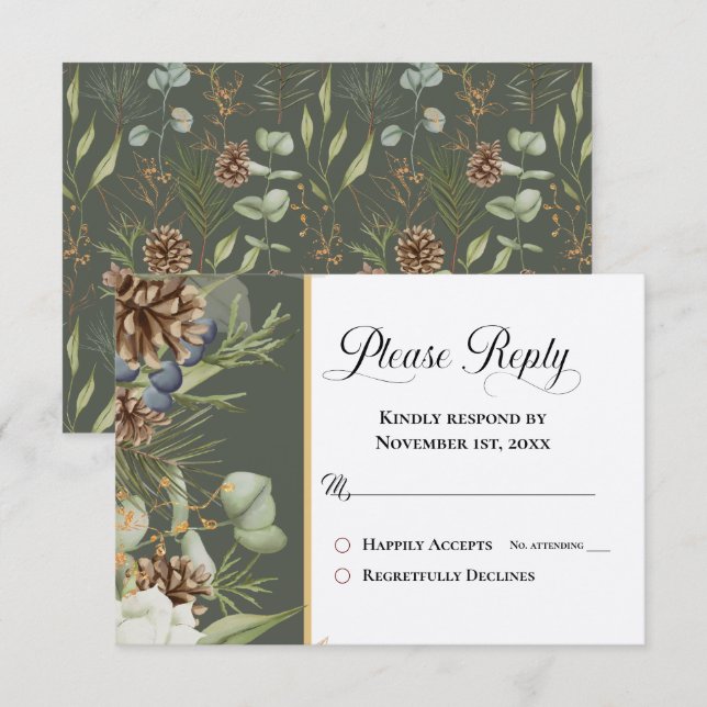 Rustikales Waldland Pinecones auf Grün Bitte beant (Vorne/Hinten)