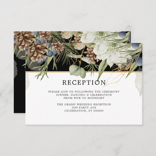 Rustikales Waldland Pinecones | Hochzeitsempfangsk (Vorne/Hinten)