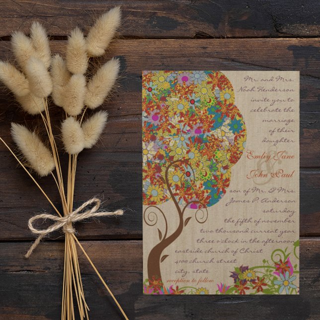 Rustikales Waldpflaster Blumenbäume Einladung (Von Creator hochgeladen)