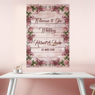 Rustikales Waldrosen-Blumenland-Hochzeitsposter Poster