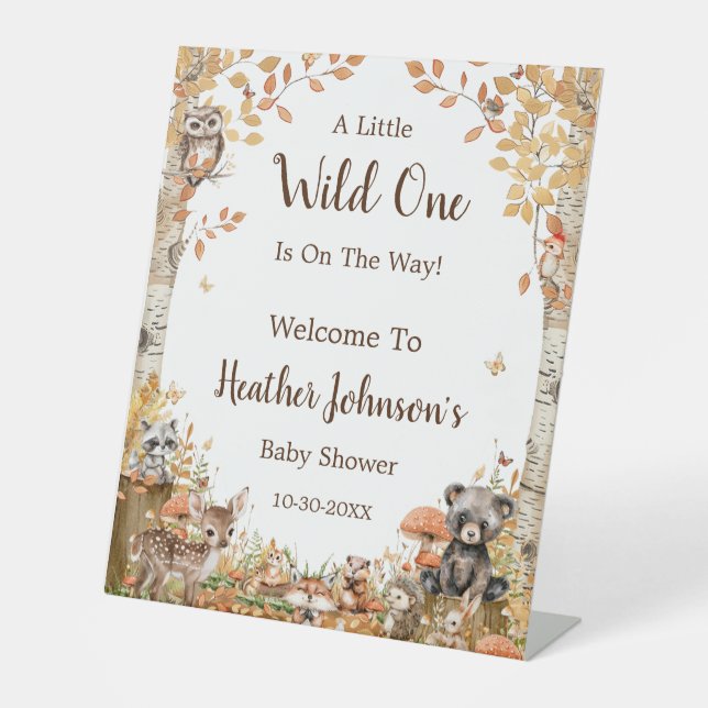 Rustikales Waldschutzzeichen für neutrale Babydusc Sockelschild (Vorderseite)