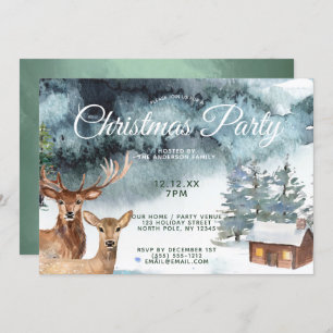 Rustikales Waldwaldtier-WeihnachtsParty Einladung