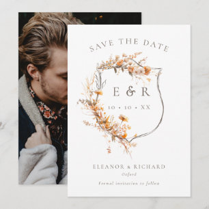 Rustikales Wappen Monogramm Hochzeit im Herbst Fot Save The Date