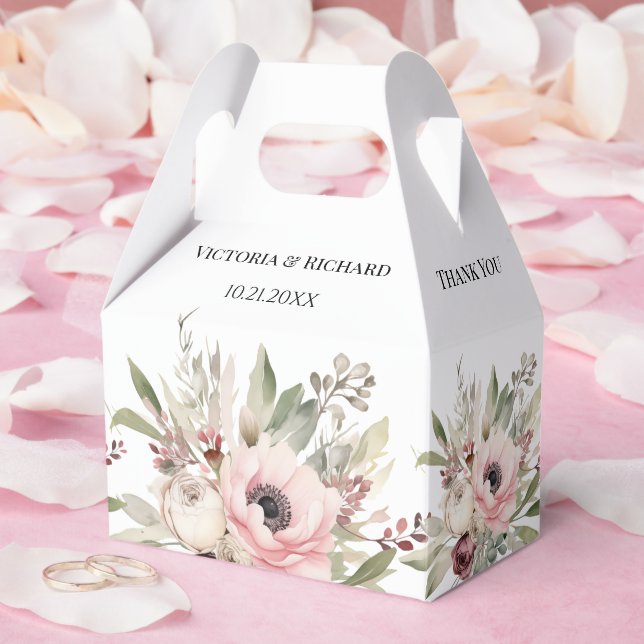 rustikales Wasserfarben-Blumenbouquet Geschenkschachtel (Hochzeit)