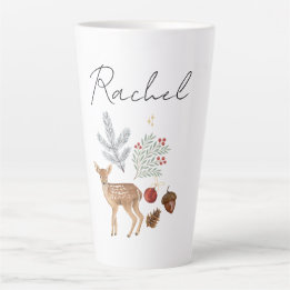 Rustikales Wasserfarben Hirsch und Botanische Weih Milchtasse