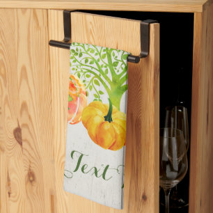 Rustikales Wasserfarben-Kürbis Thanksgiving    Geschirrtuch