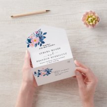 Rustikales Wasserfarbenbild eines rosa und blauen