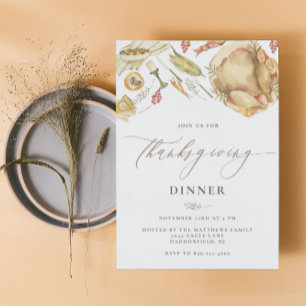 Rustikales Wasserfarbenfall Türkei Erntedank Abend Einladung