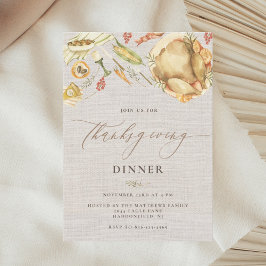 Rustikales Wasserfarbenfall Türkei Erntedank Abend Einladung