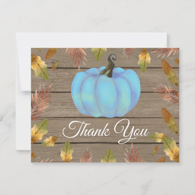 Rustikales Wasserfarbenfallen Pumpkin Blau Danke K (Vorderseite)