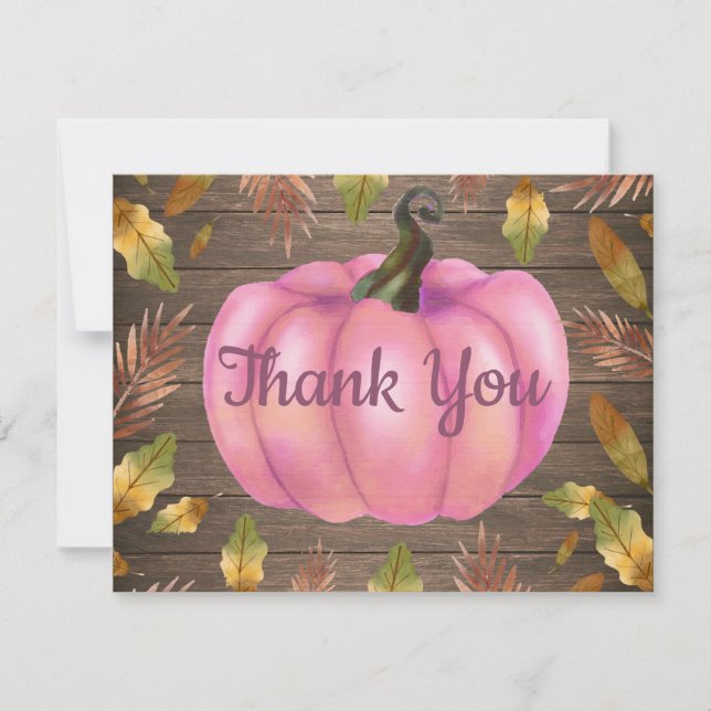 Rustikales Wasserfarbenfallen Pumpkin Pink Danke K (Vorderseite)