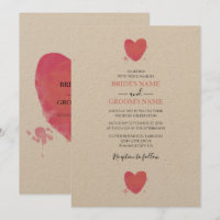 Rustikales Wasserfarbenherz Einladungen für Hochze
