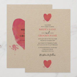 Rustikales Wasserfarbenherz Einladungen für Hochze