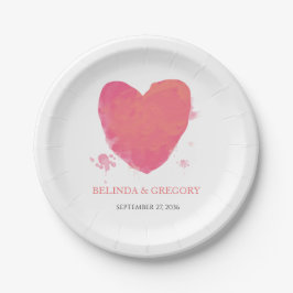 Rustikales Wasserfarbenherz Pappteller