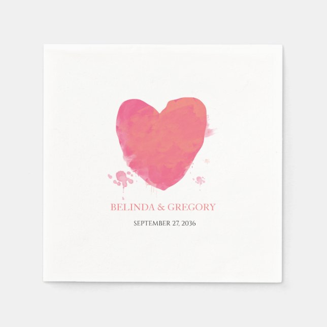 Rustikales Wasserfarbenherz Serviette (Vorderseite)