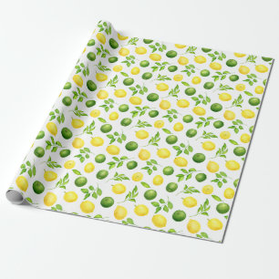 Rustikales Wasserfarbenmuster Limes & Greenery Mus Geschenkpapier